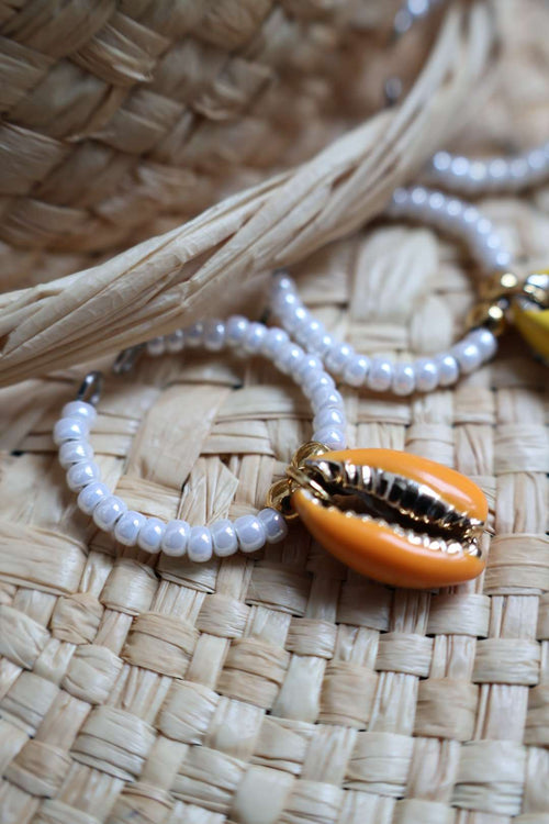 Bagues ajustables avec coquillages en résine - CAURIS (doré)