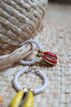 Bagues ajustables avec coquillages en résine - CAURIS (doré)
