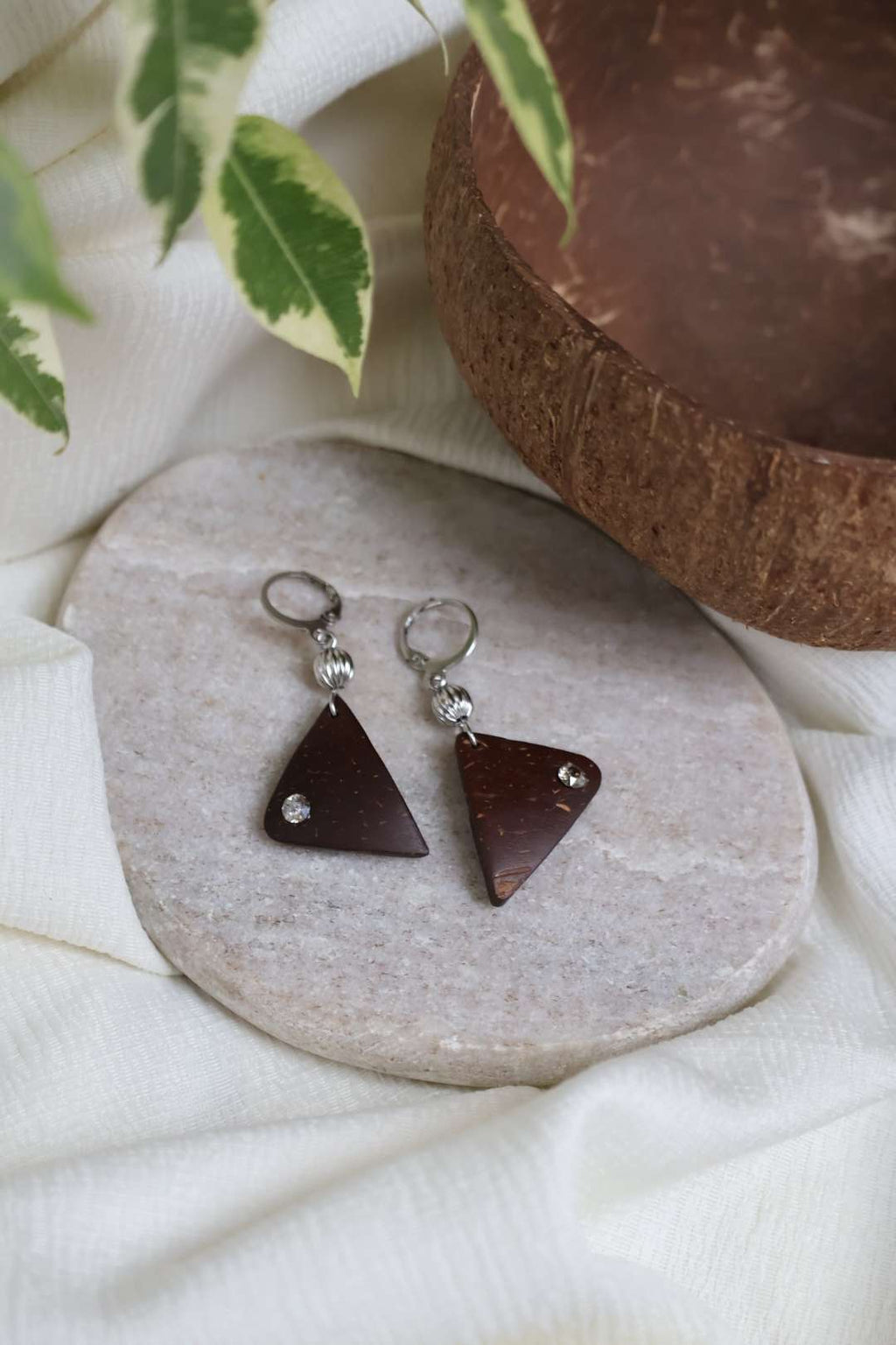 Boucles d'oreilles HORIZON en noix de coco