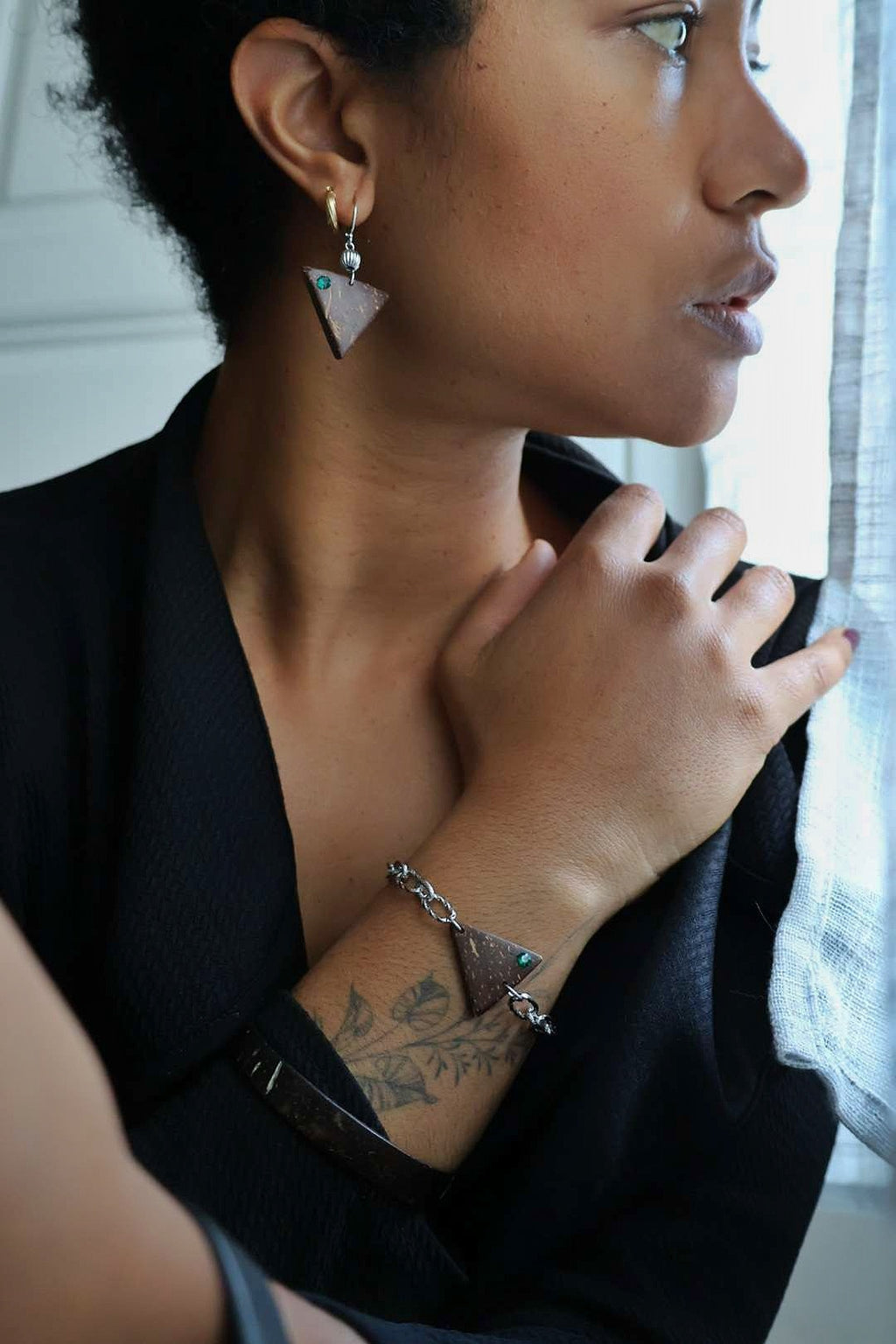 Boucles d'oreilles HORIZON en noix de coco