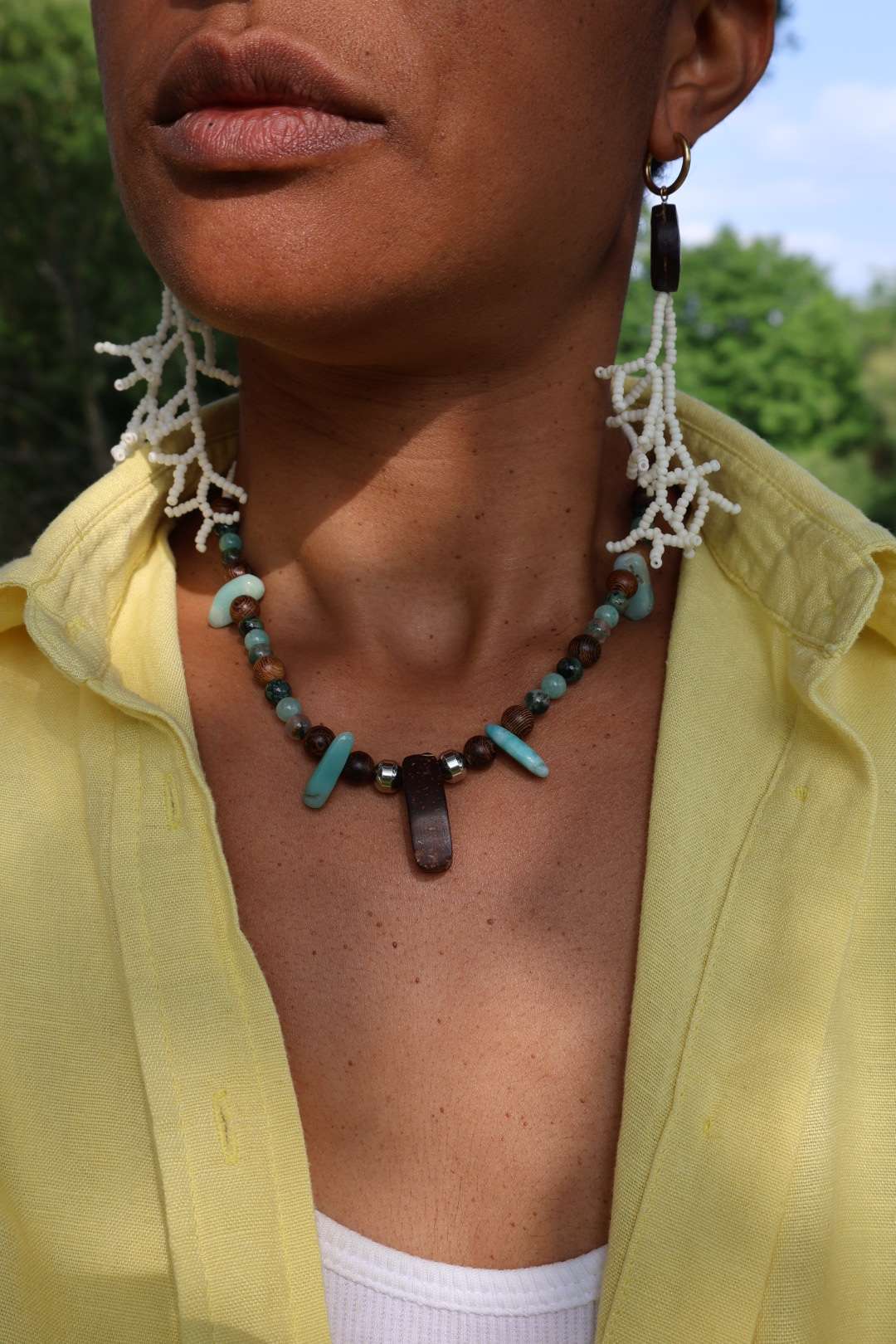 Boucles d'oreilles longues - Corail