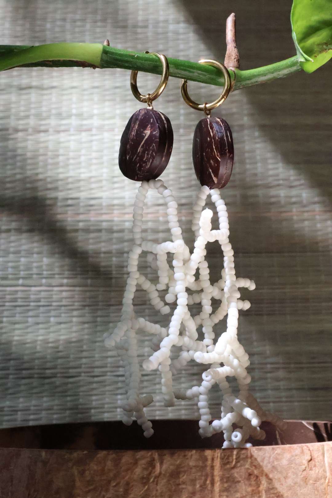 Boucles d'oreilles longues - Corail