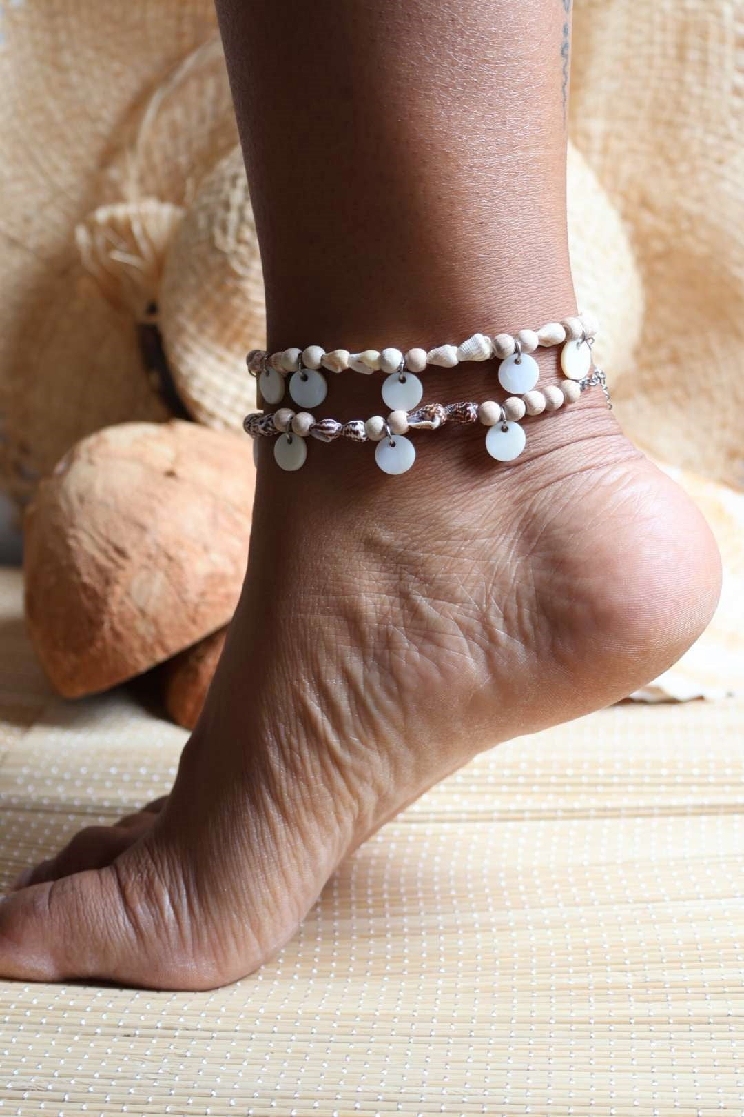Bracelet de cheville nacre coquillages - VAIMITI