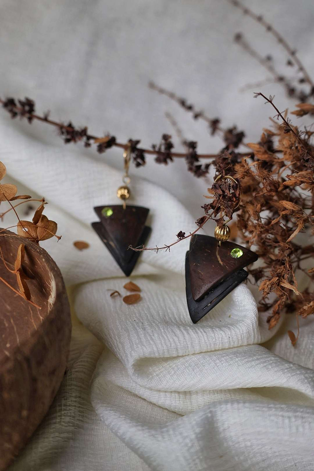 Boucles d'oreilles noix de coco et cristal - BERMUDES