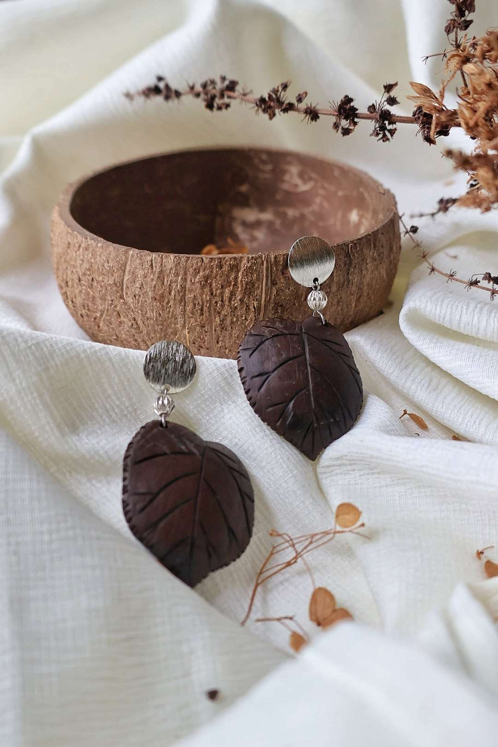 Boucles d'oreilles naturelles en noix de coco - TILLEUIL