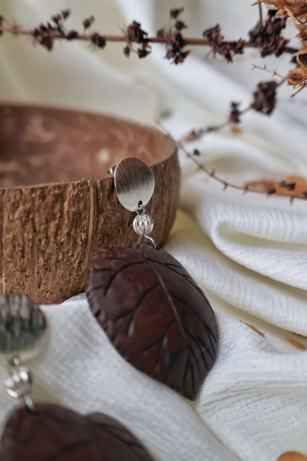 Boucles d'oreilles naturelles en noix de coco - TILLEUIL