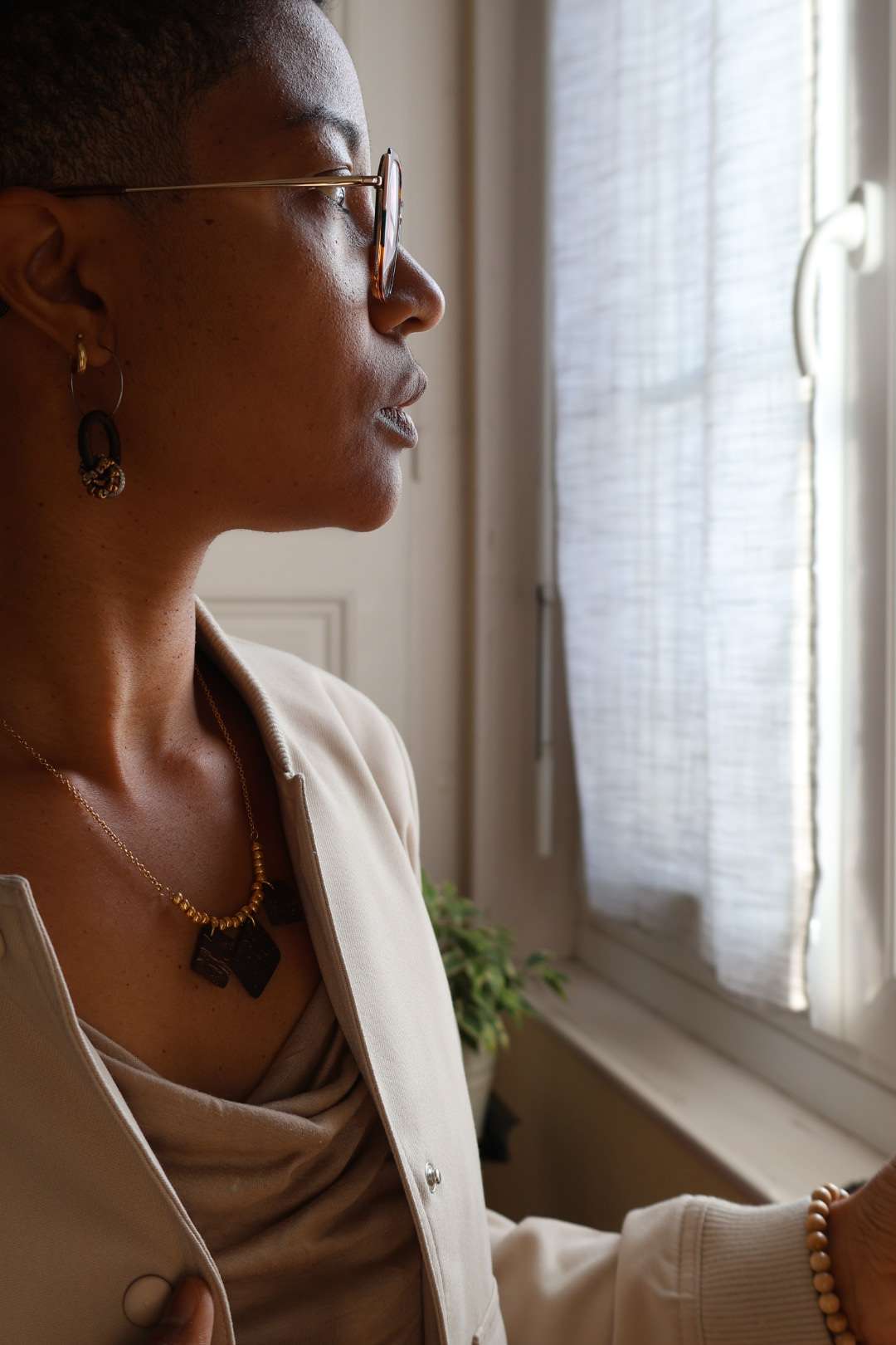 Collier chaîne et pendentifs en noix de coco - RITUEL