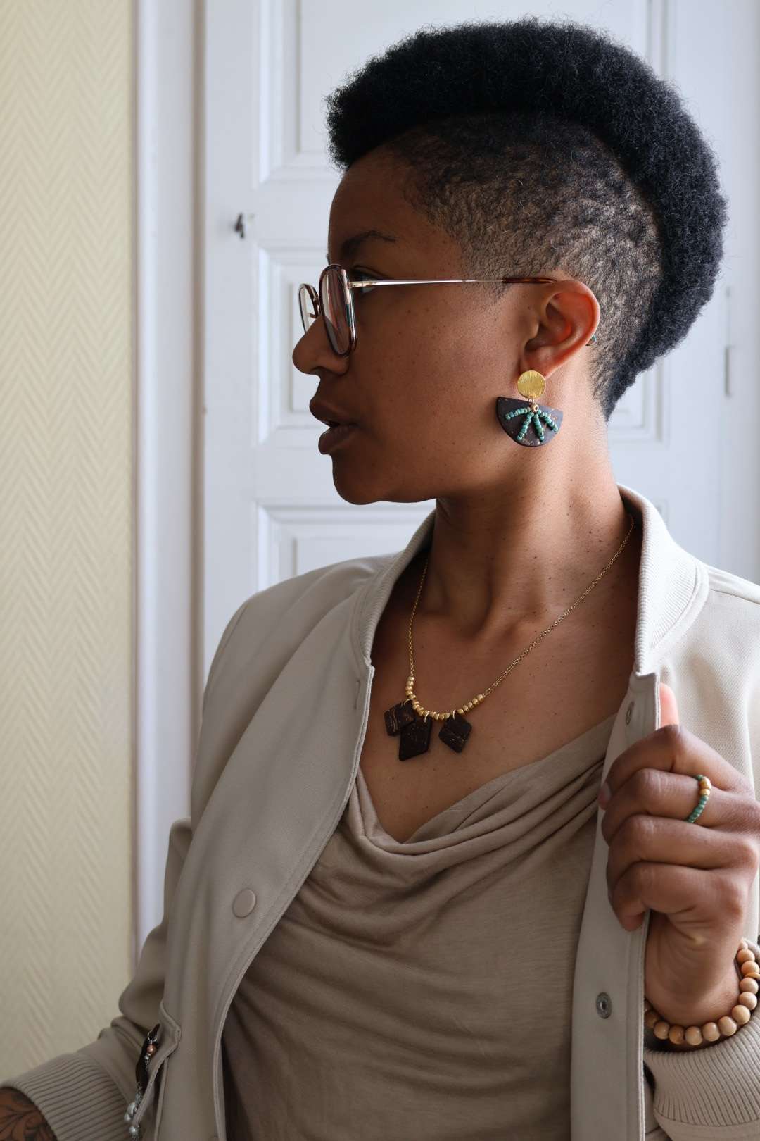 Collier chaîne et pendentifs en noix de coco - RITUEL