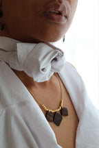 Collier chaîne et pendentifs en noix de coco - RITUEL
