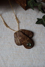 Collier pendentifs en noix de coco et prehnite - NOBLE