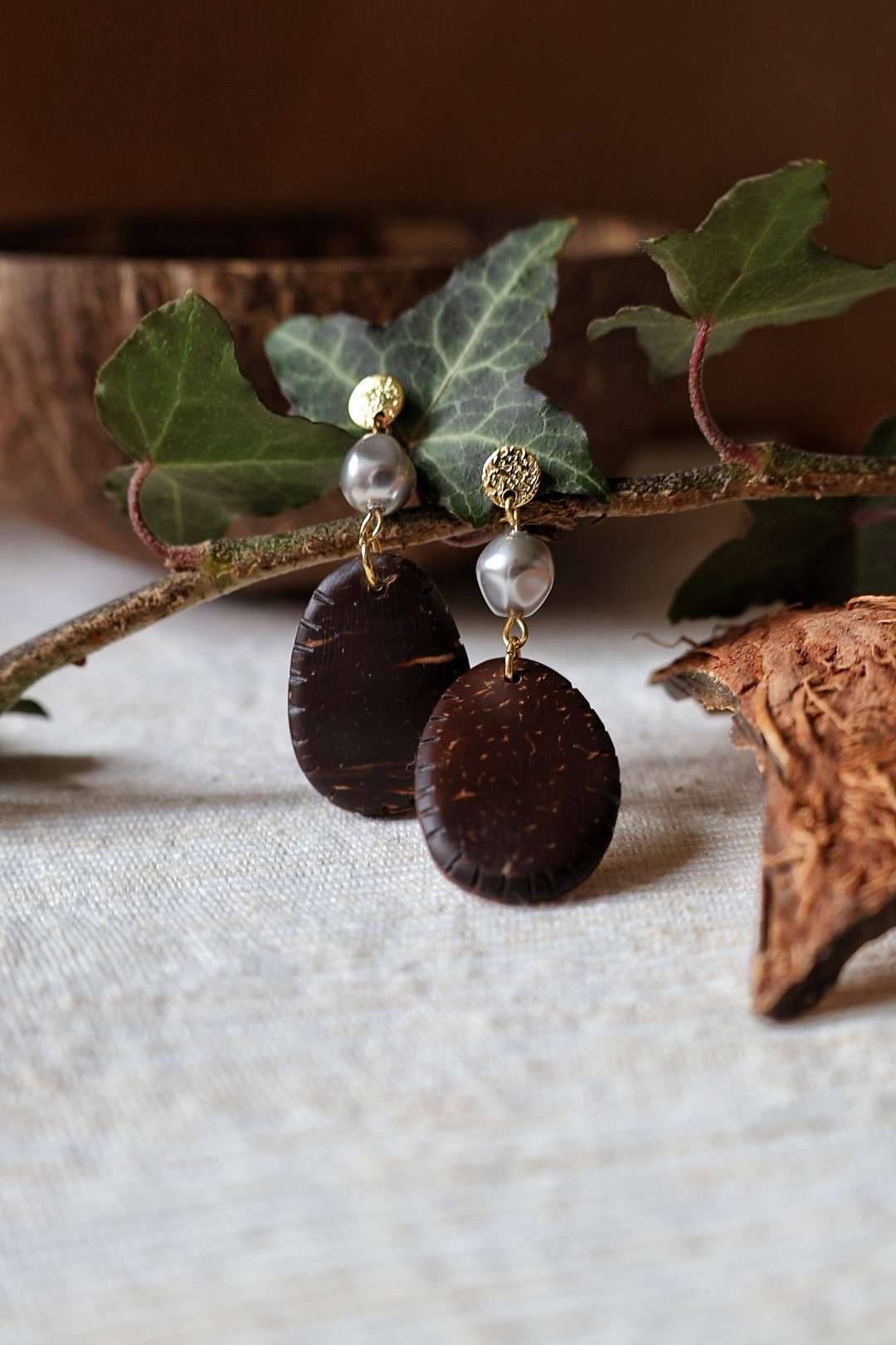 Boucles d'oreilles noix de coco - BAROQUE