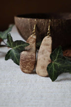 Boucles d'oreilles noix de coco et pierres - PREHNITE