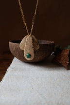 Collier pendentifs en noix de coco et malachite - NOBLE