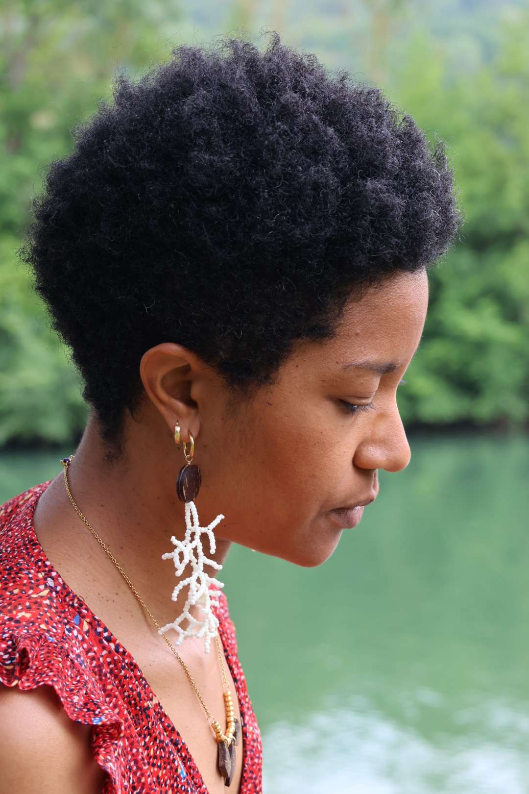 Boucles d'oreilles longues - Corail