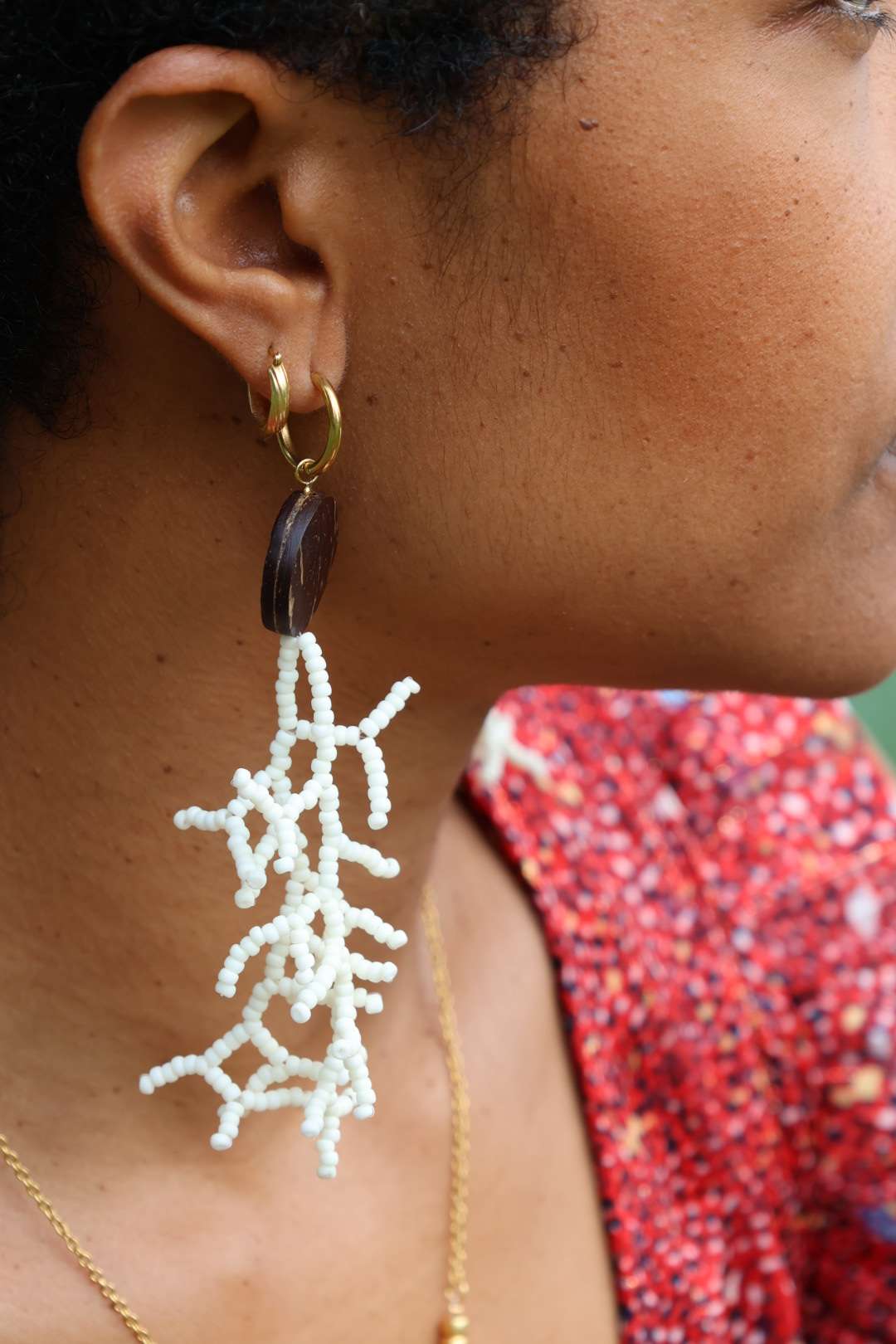 Boucles d'oreilles longues - Corail