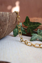 Collier grosse maille dorée et noix de coco - PHILIPPINES