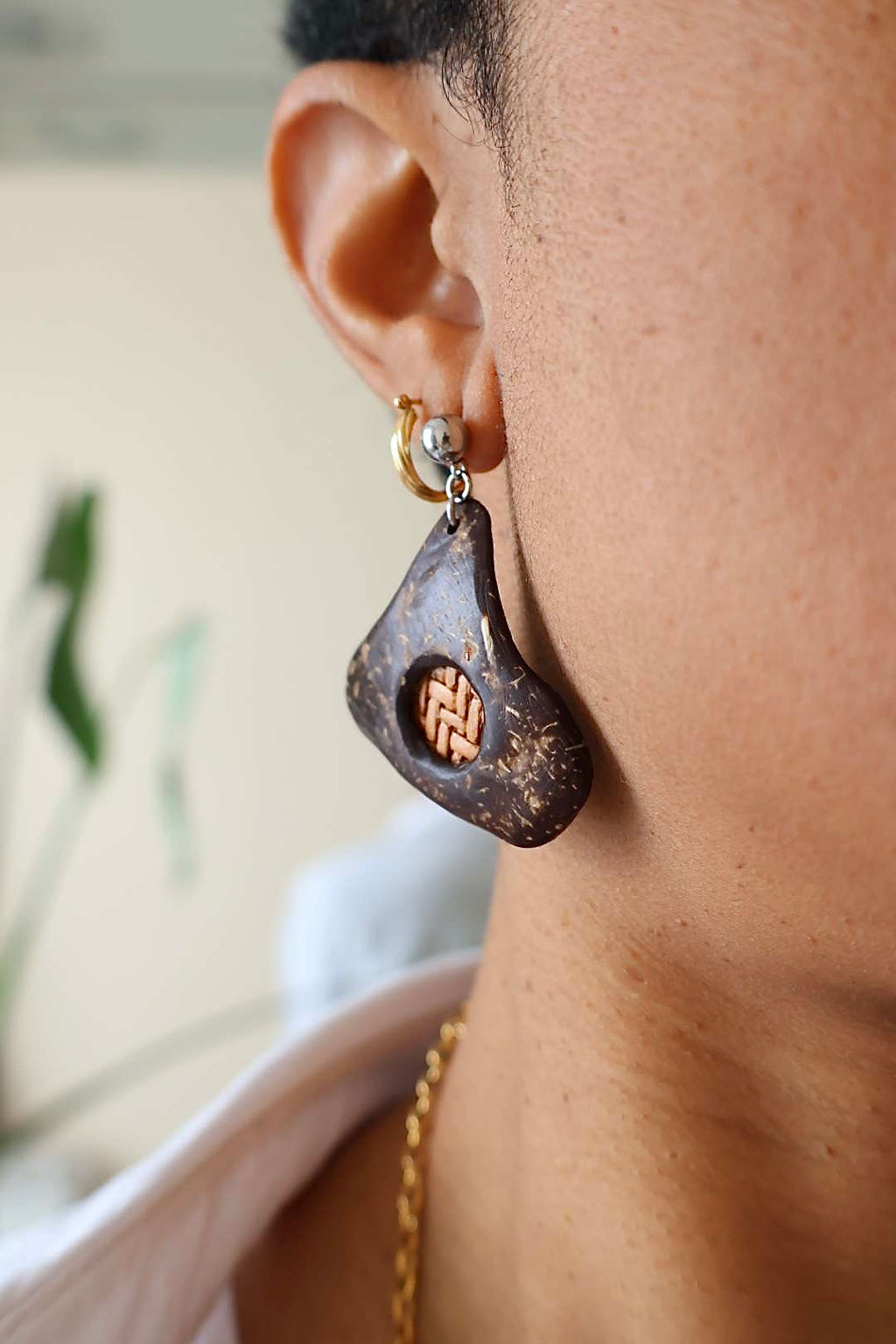 Boucles d'oreilles en bois de noix de coco - BOMBAY