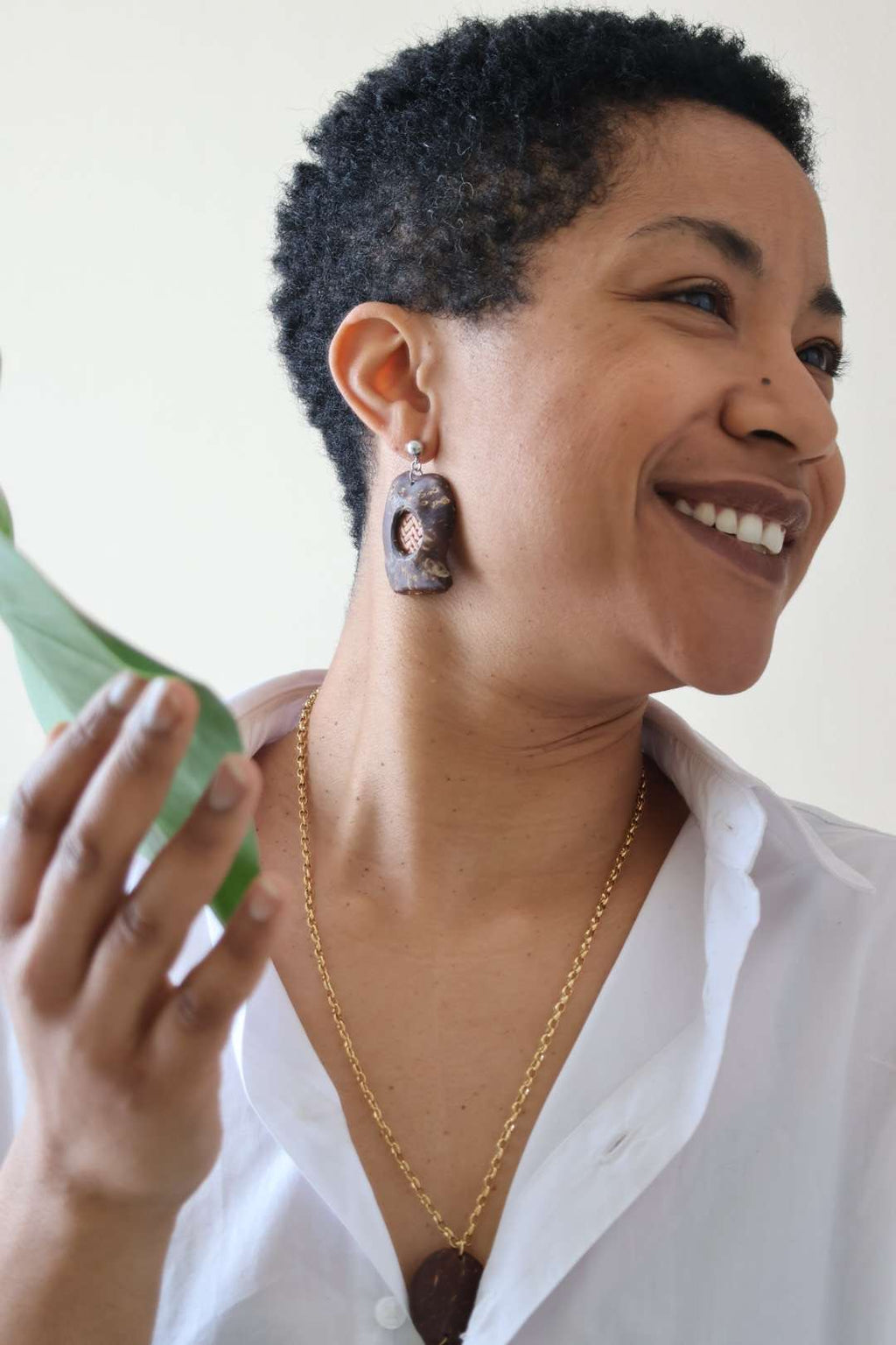 Boucles d'oreilles en bois de noix de coco - BOMBAY
