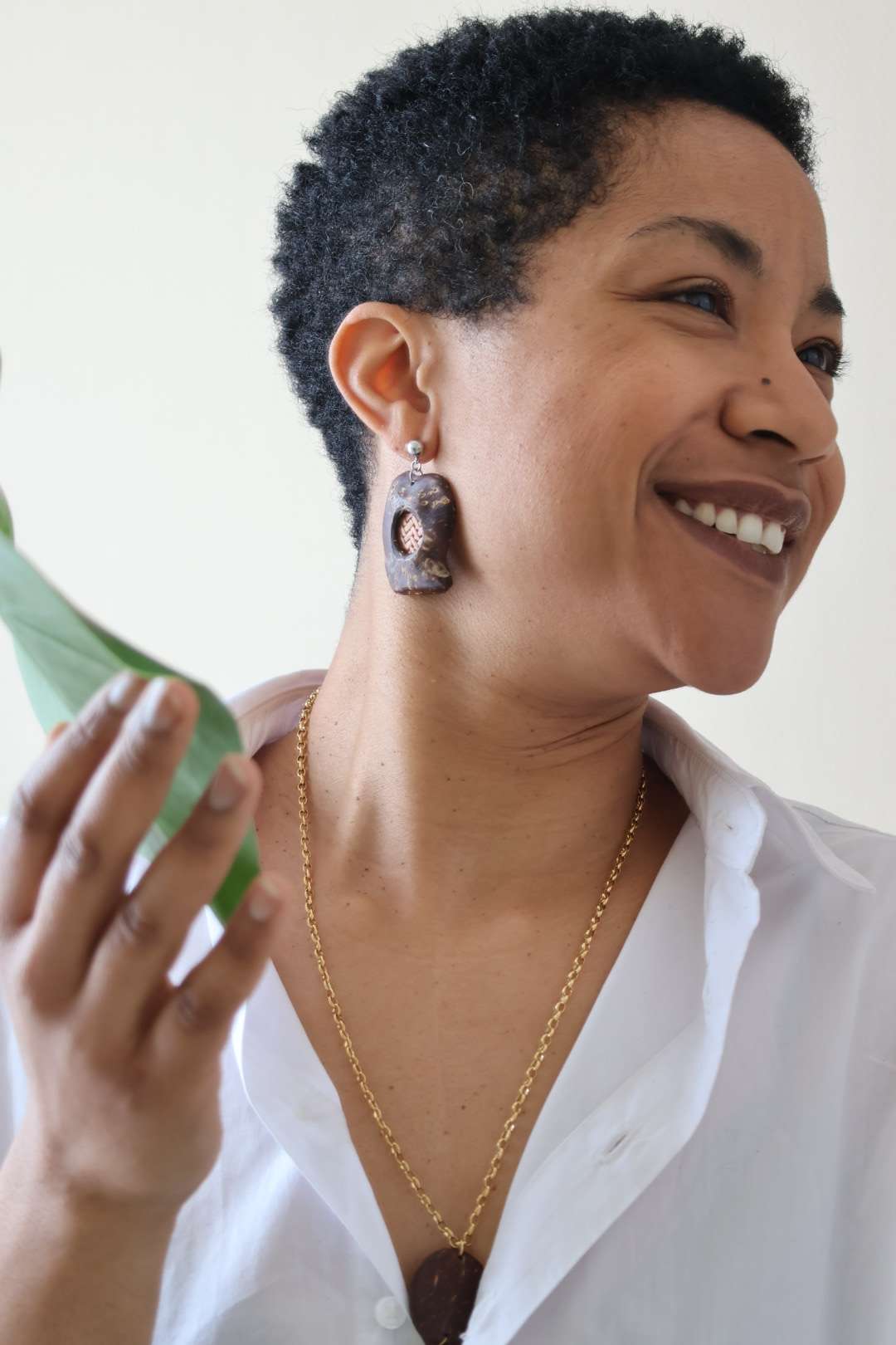 Boucles d'oreilles en bois de noix de coco - BOMBAY