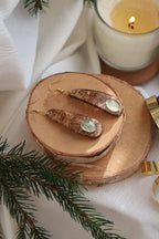 Boucles d'oreilles noix de coco et pierres - PREHNITE