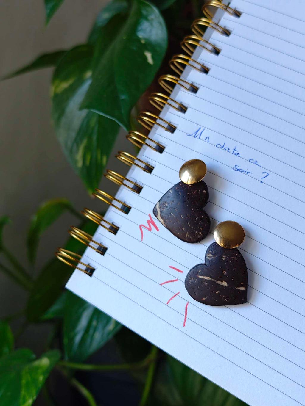 Boucles d'oreilles MONCOEUR en noix de coco