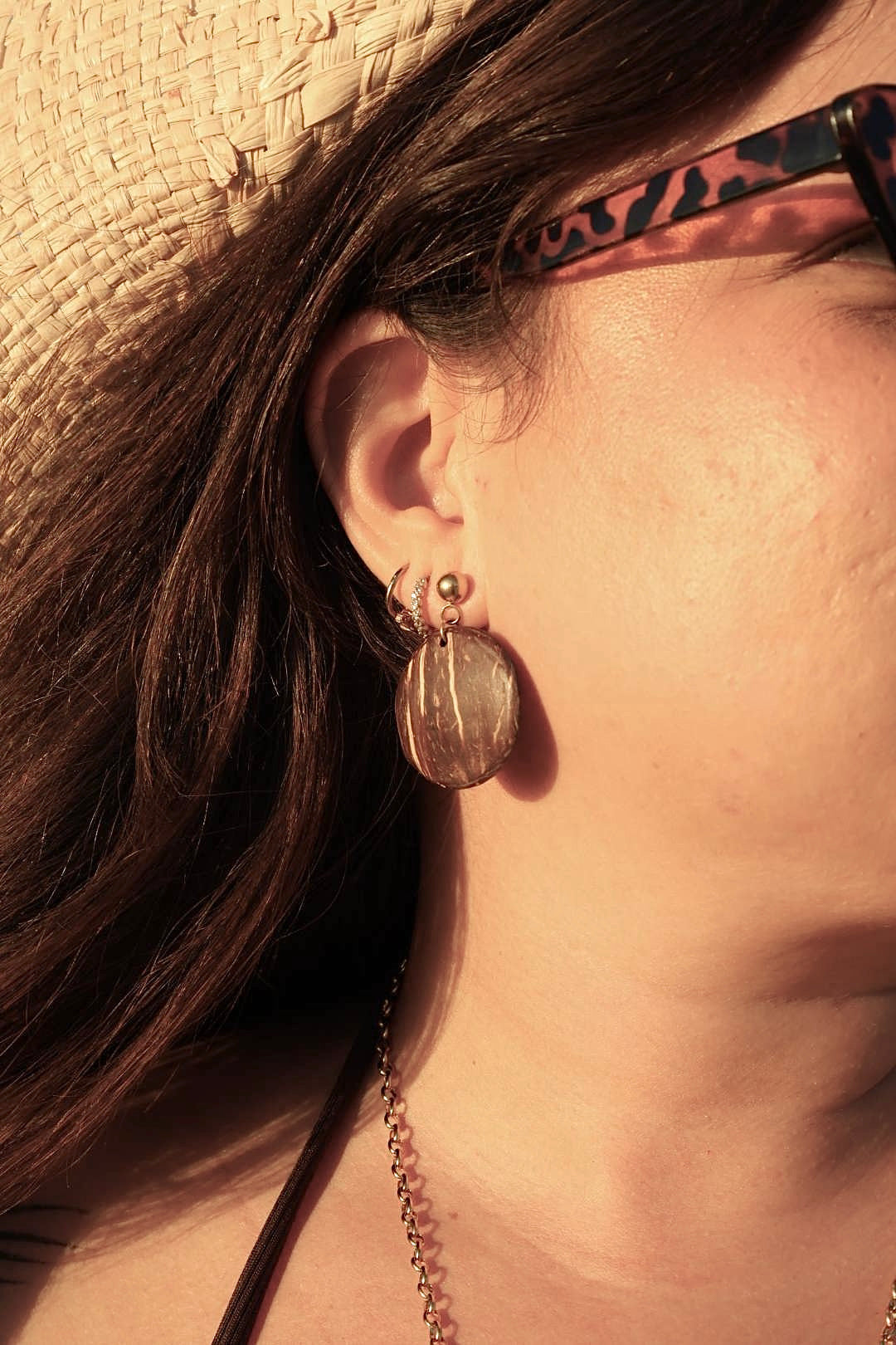 Boucles d'oreilles dorées en noix de coco - LUZON