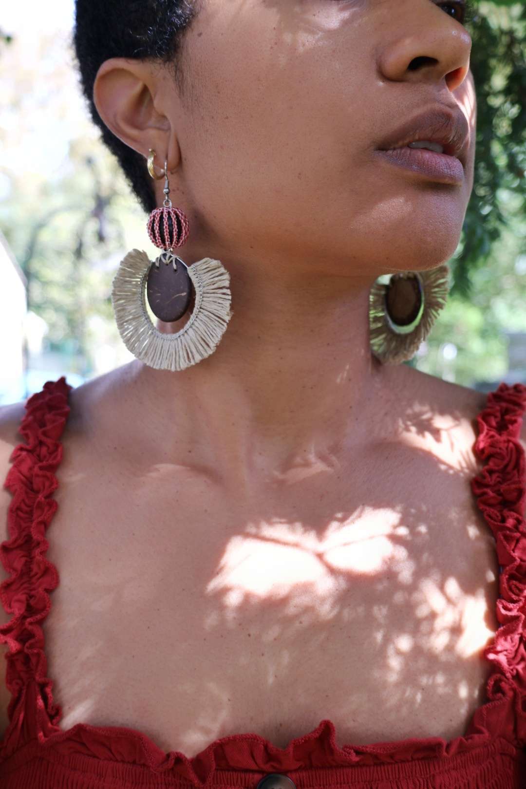Boucles d'oreilles maxi en lin naturel - WASSAï