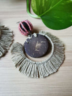 Boucles d'oreilles maxi en lin naturel - WASSAï