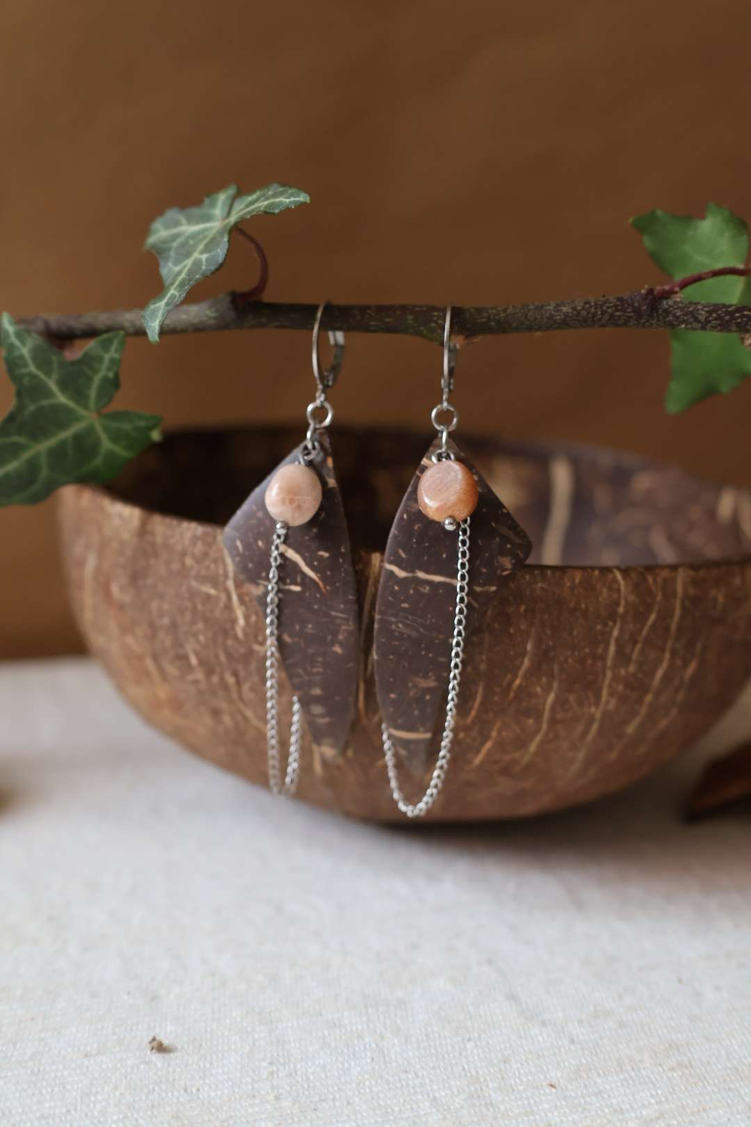 Boucles d'oreilles pierre de soleil - HELIOLITE