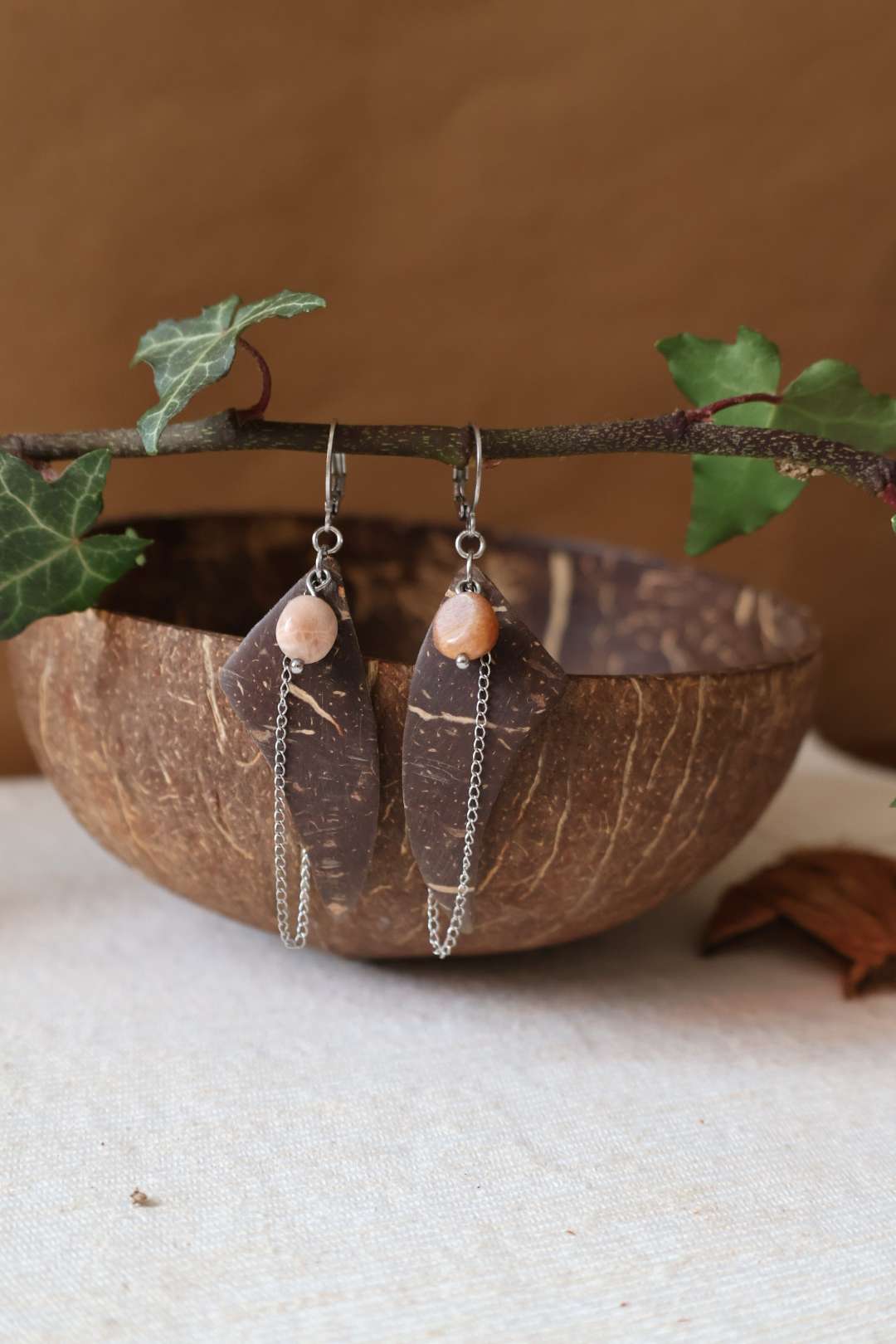 Boucles d'oreilles pierre de soleil - HELIOLITE