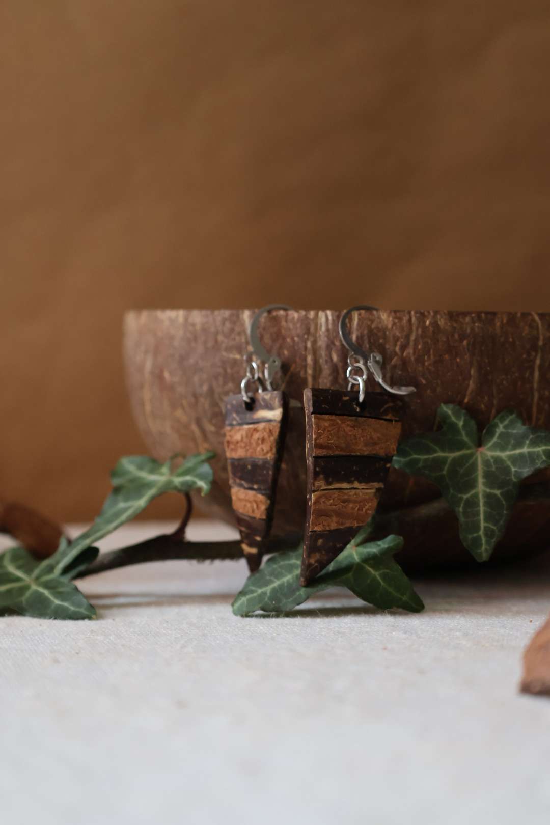 Boucles d'oreilles mixtes - JUNGLE en noix de coco