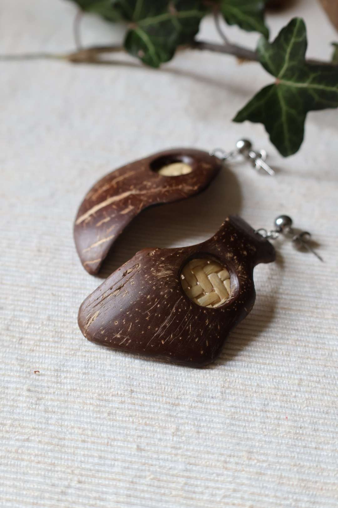 Boucles d'oreilles maxi en noix de coco - PHILIPPINES