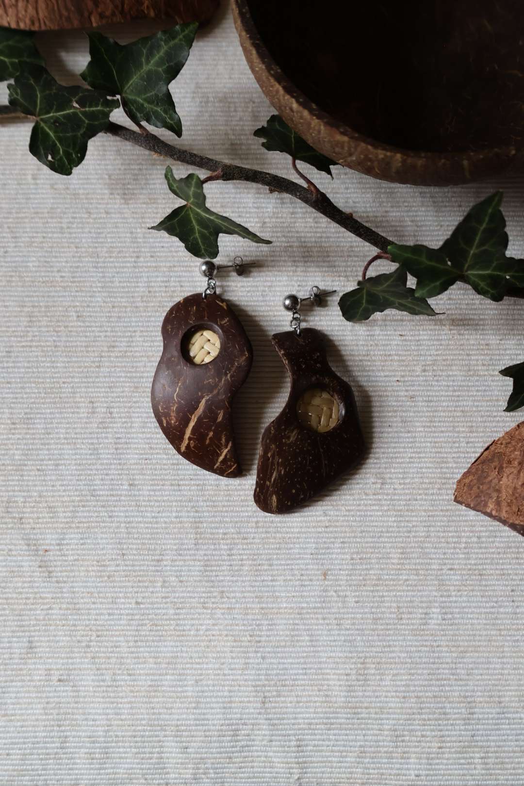 Boucles d'oreilles maxi en noix de coco - PHILIPPINES