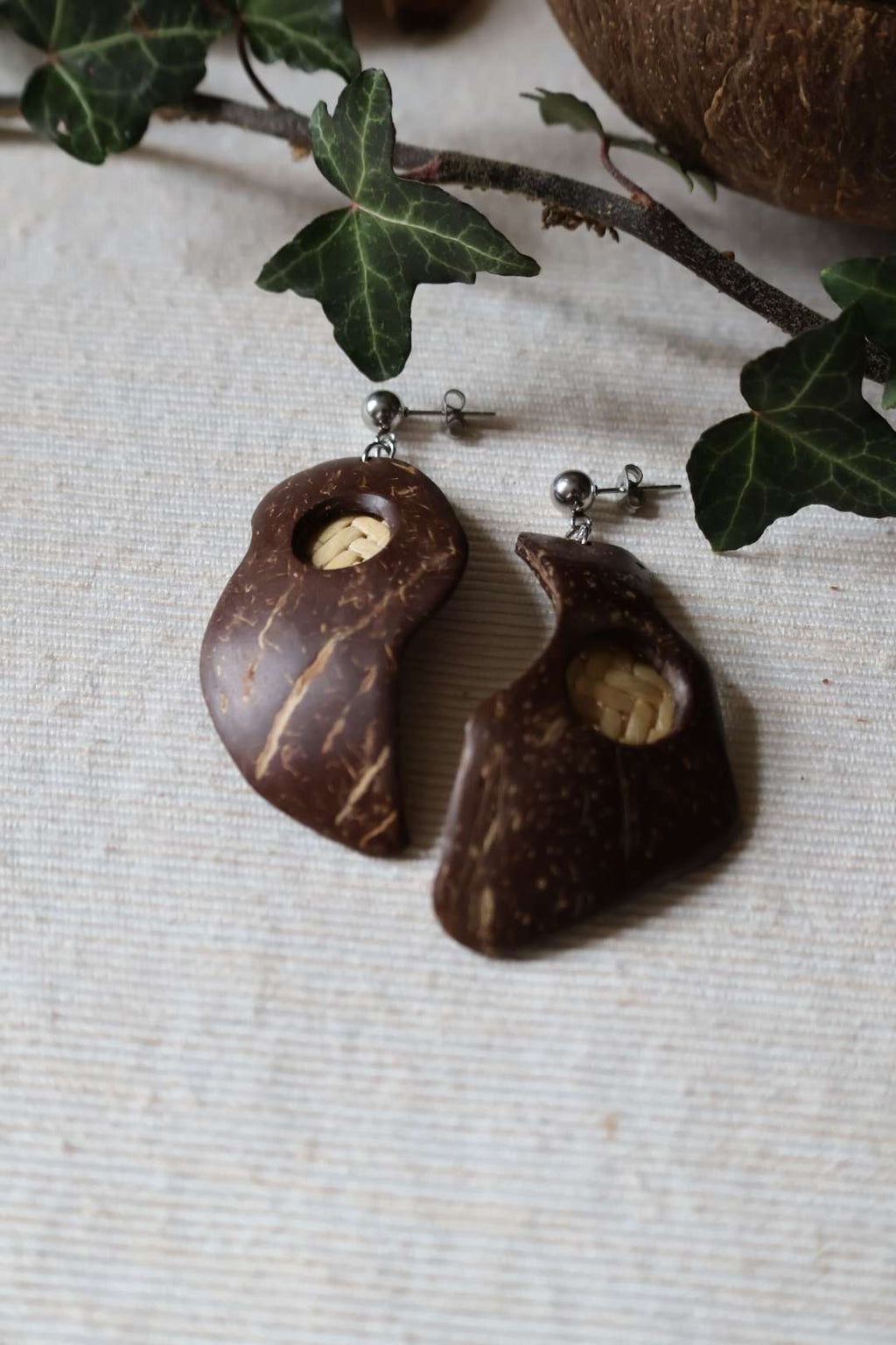 Boucles d'oreilles maxi en noix de coco - PHILIPPINES