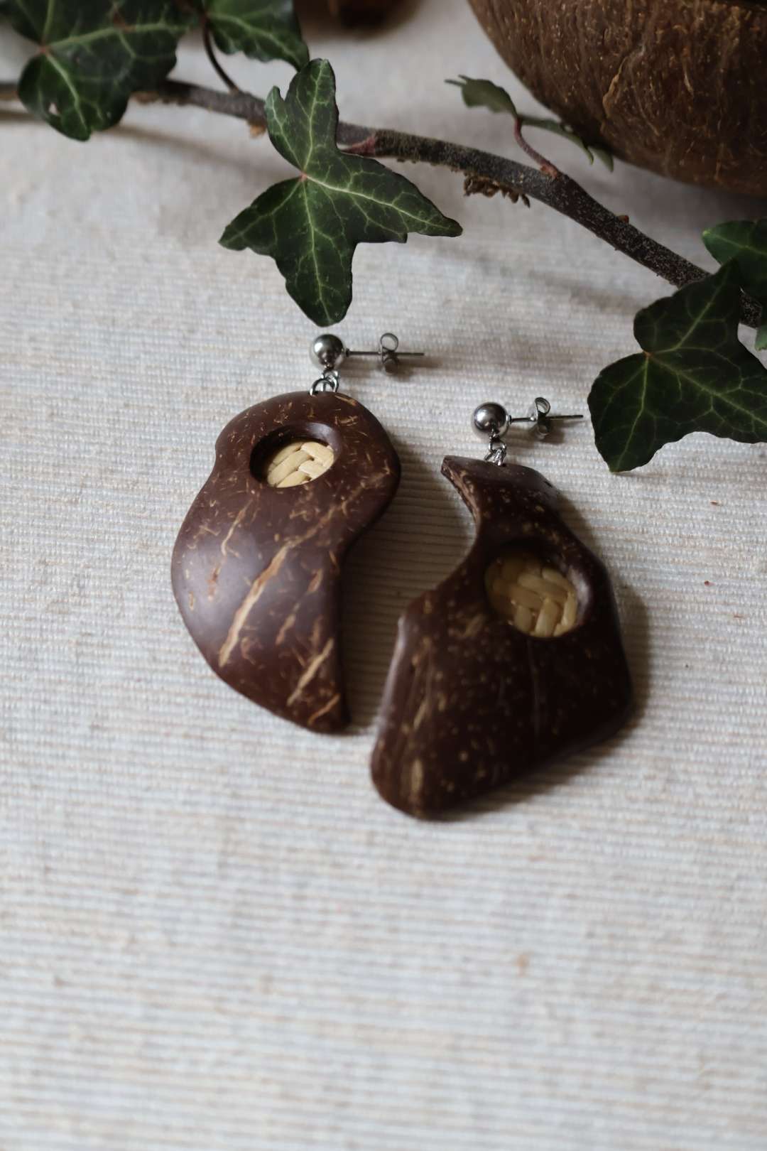 Boucles d'oreilles maxi en noix de coco - PHILIPPINES