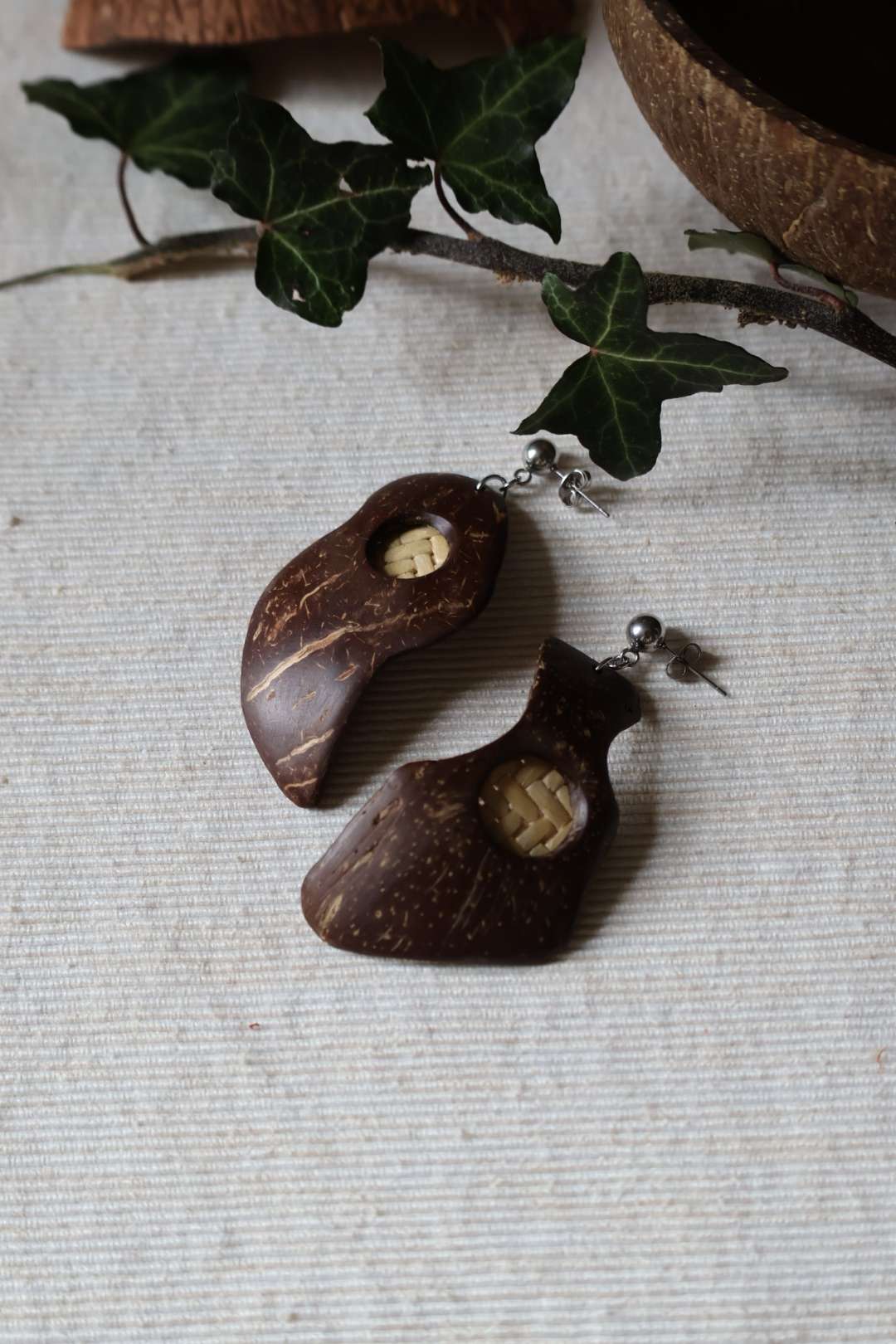 Boucles d'oreilles maxi en noix de coco - PHILIPPINES
