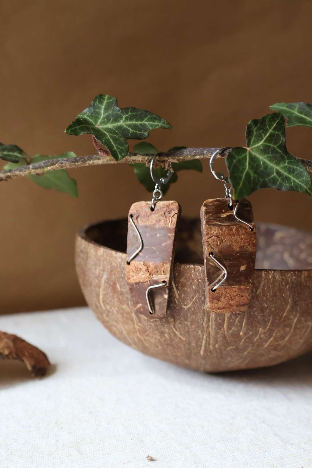 Boucles d'oreilles mixtes en noix de coco - TOTEM