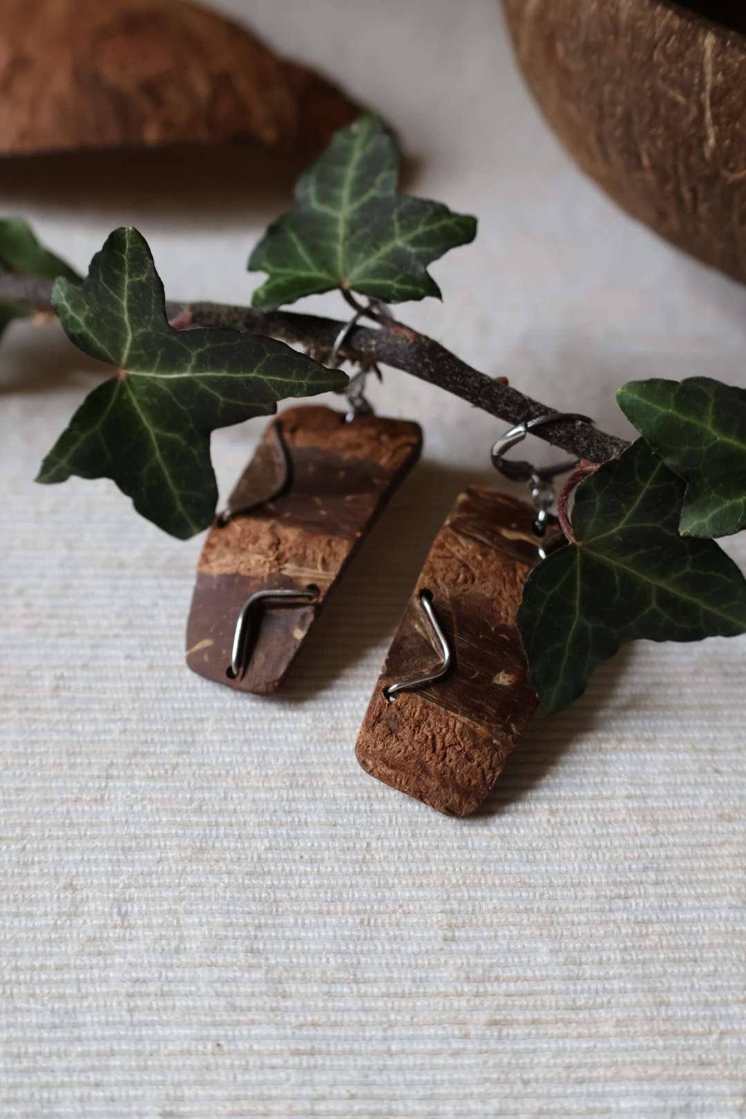 Boucles d'oreilles mixtes en noix de coco - TOTEM