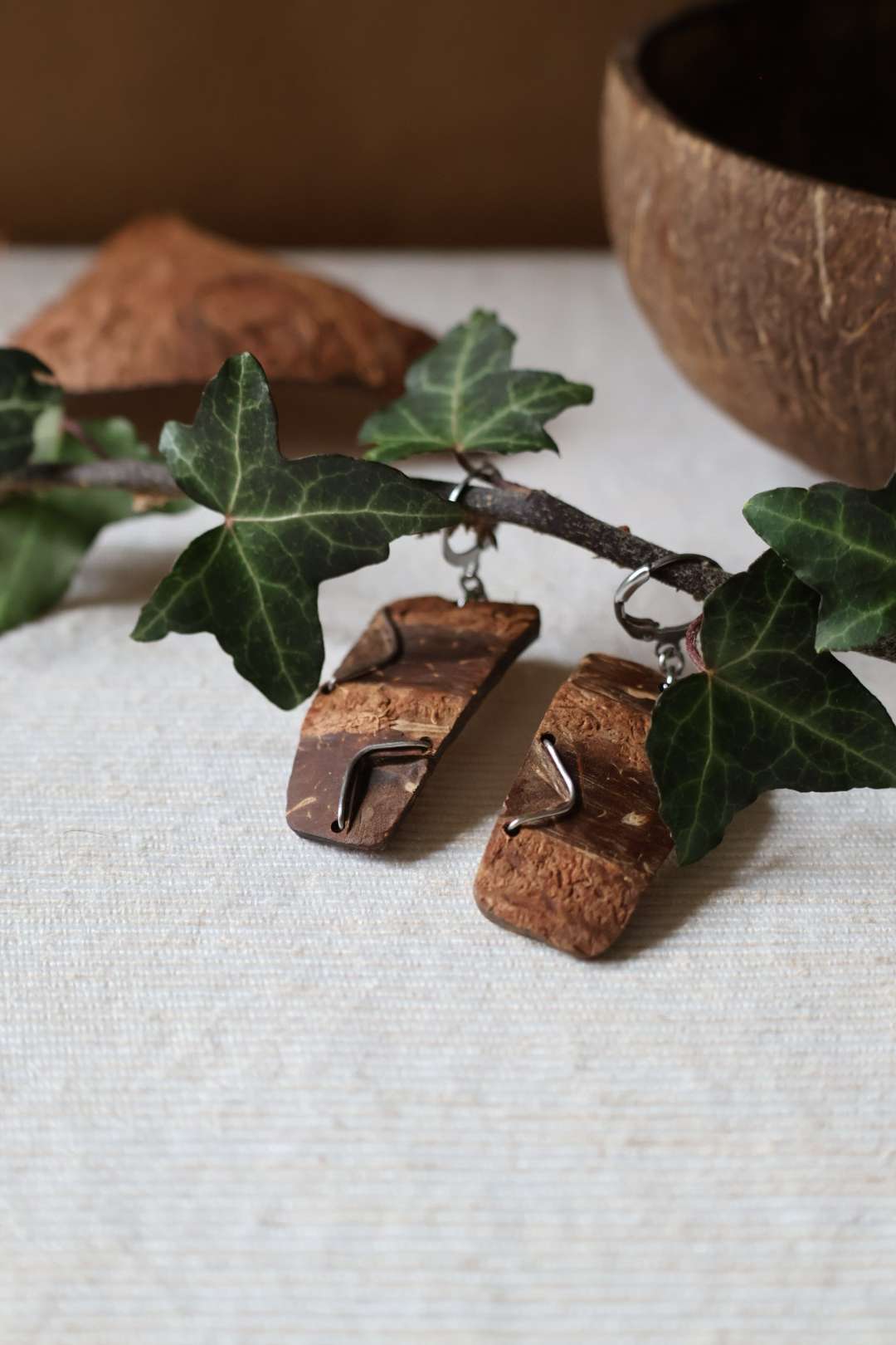 Boucles d'oreilles mixtes en noix de coco - TOTEM
