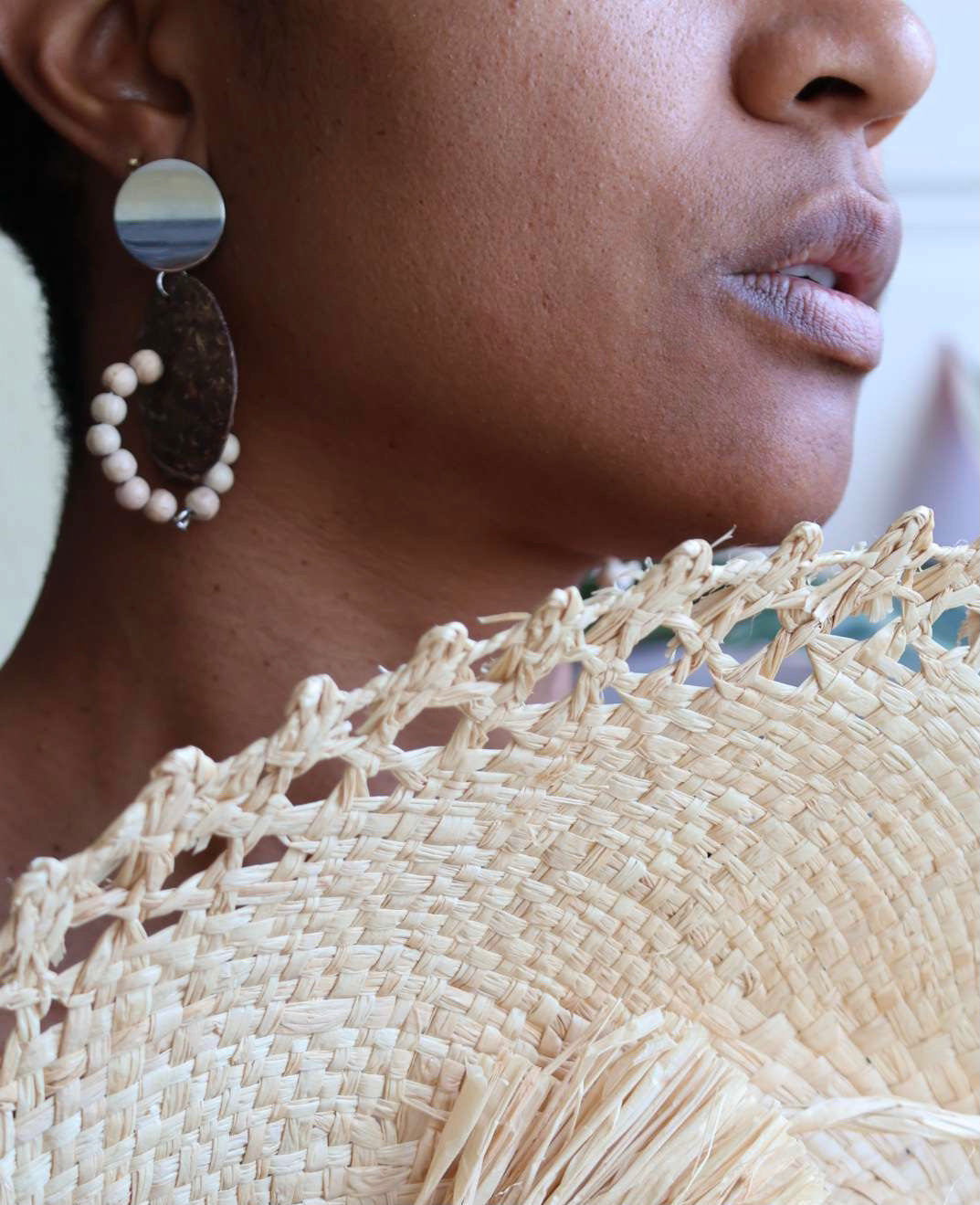 Boucles d'oreilles noix de coco et bois - COCOHÊTRE