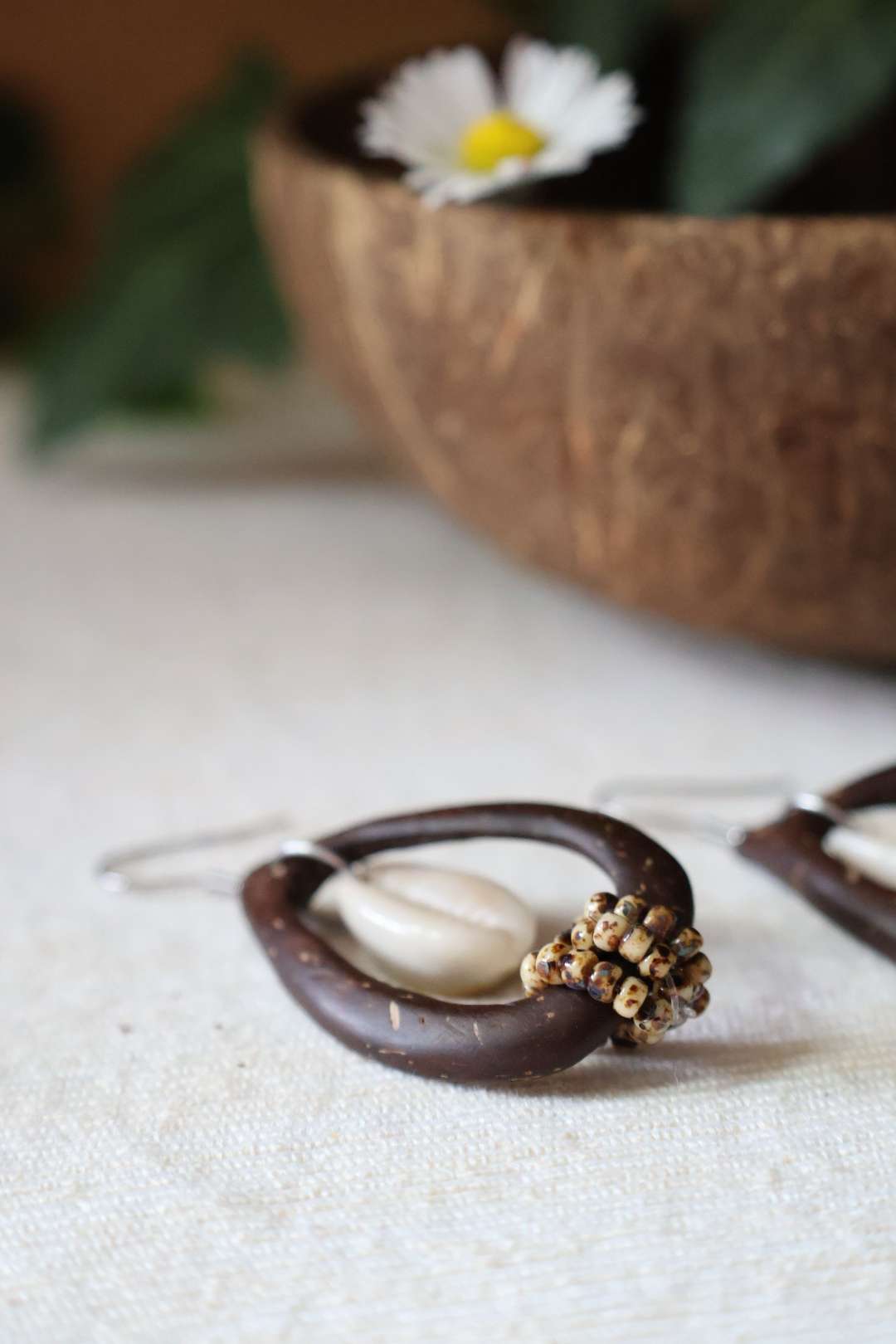 Boucles d'oreilles noix de coco et perles miyuki - PRIMITIVE
