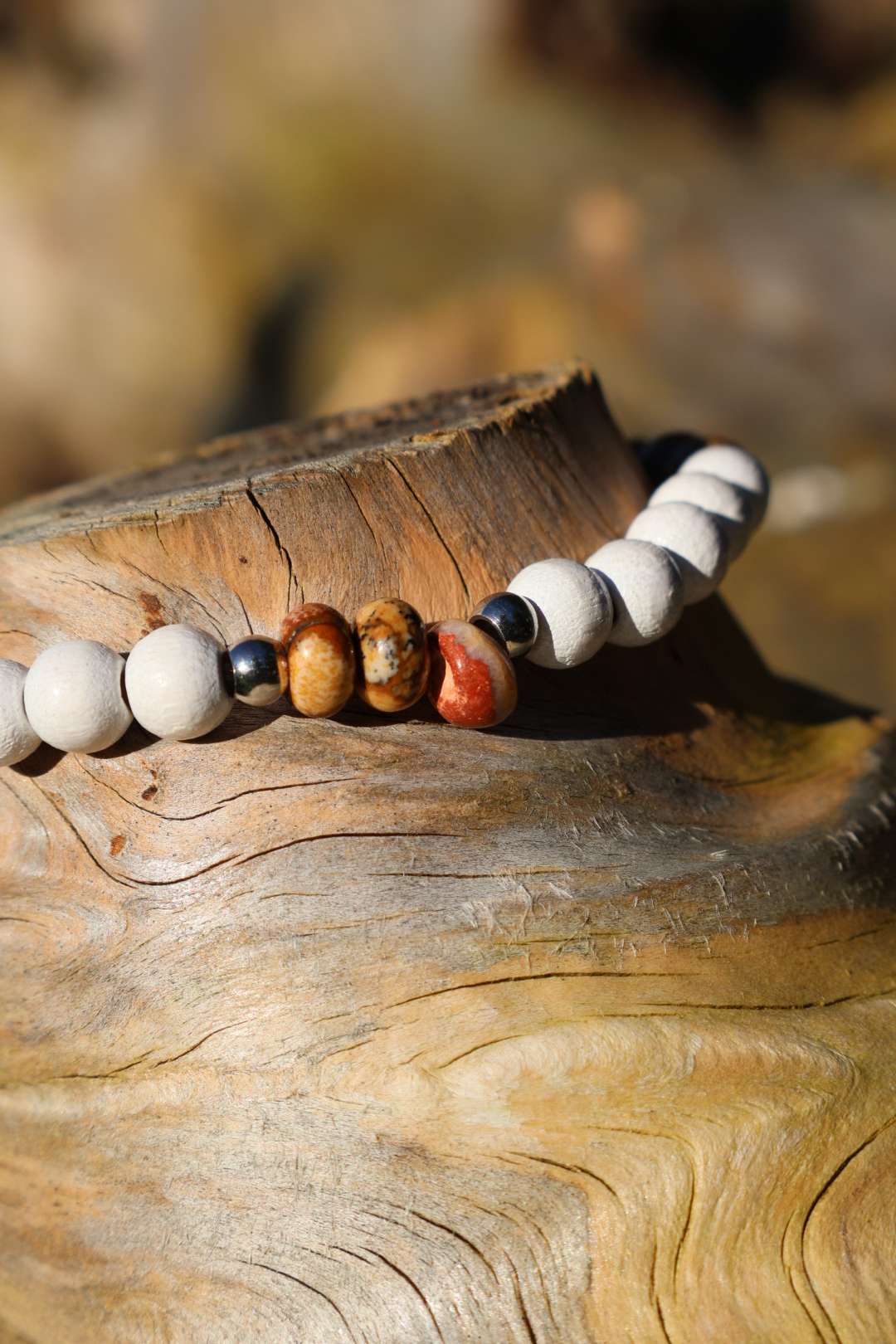 Bracelets pierres naturelles jaspe paysage (bois blanc)