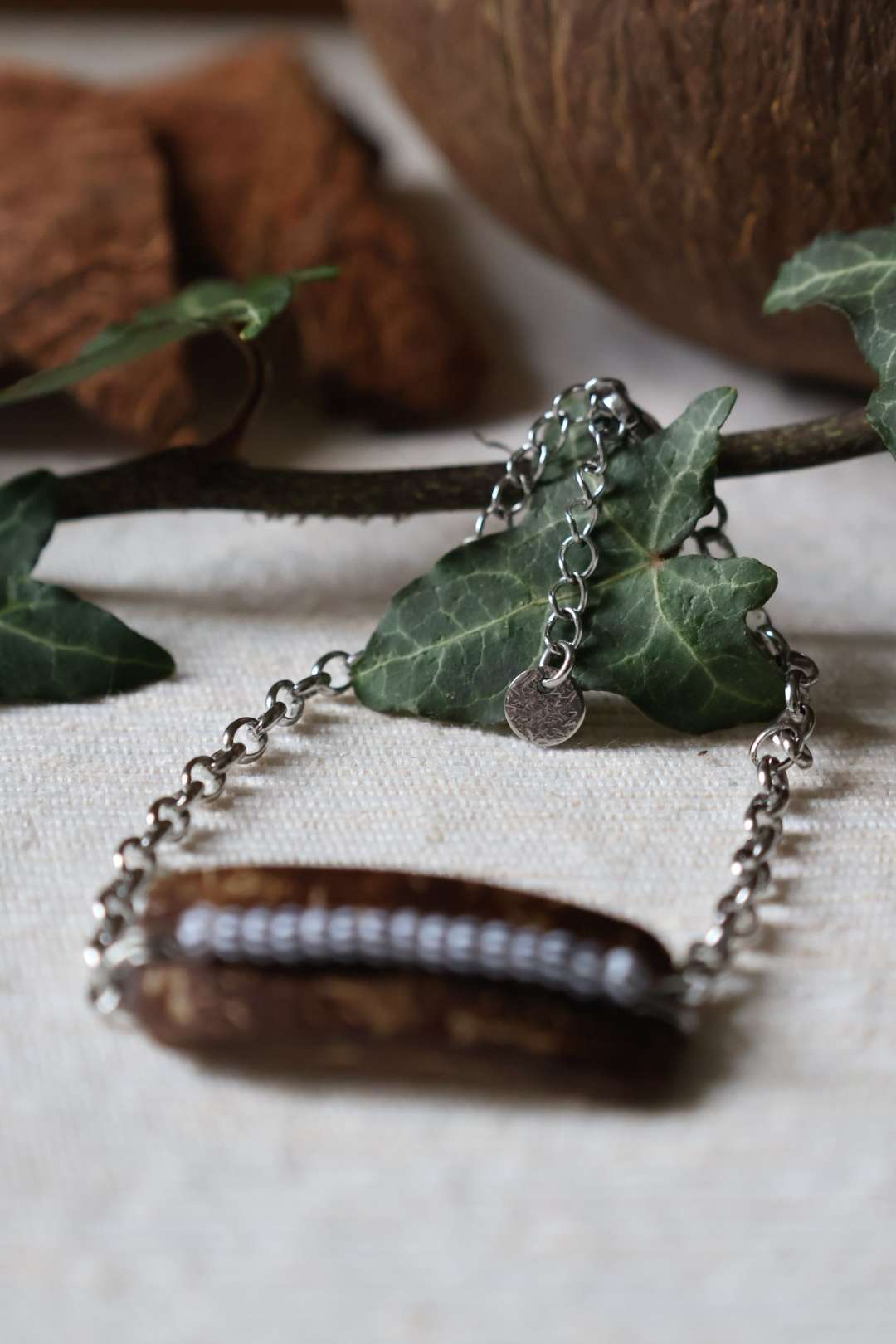 Bracelet noix de coco et perles en verre - ZANZIBAR