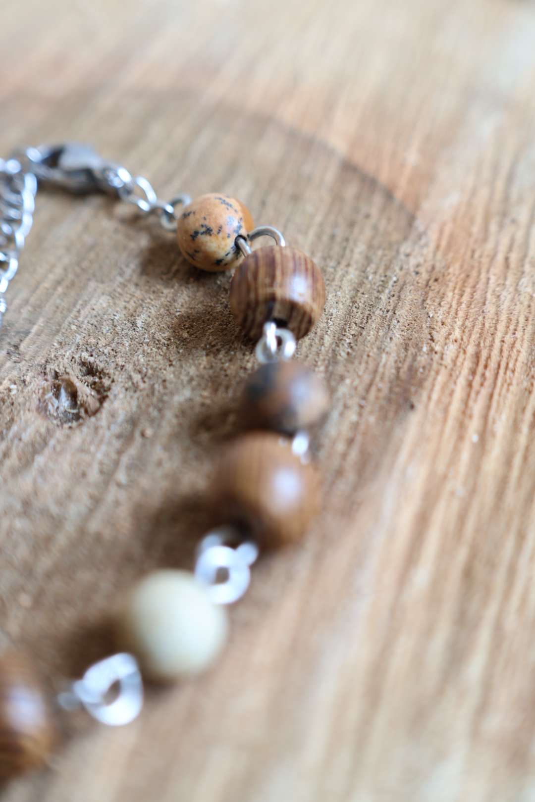 Bracelet chaîne avec bois de wengé et pierres naturelles - IKAIKA