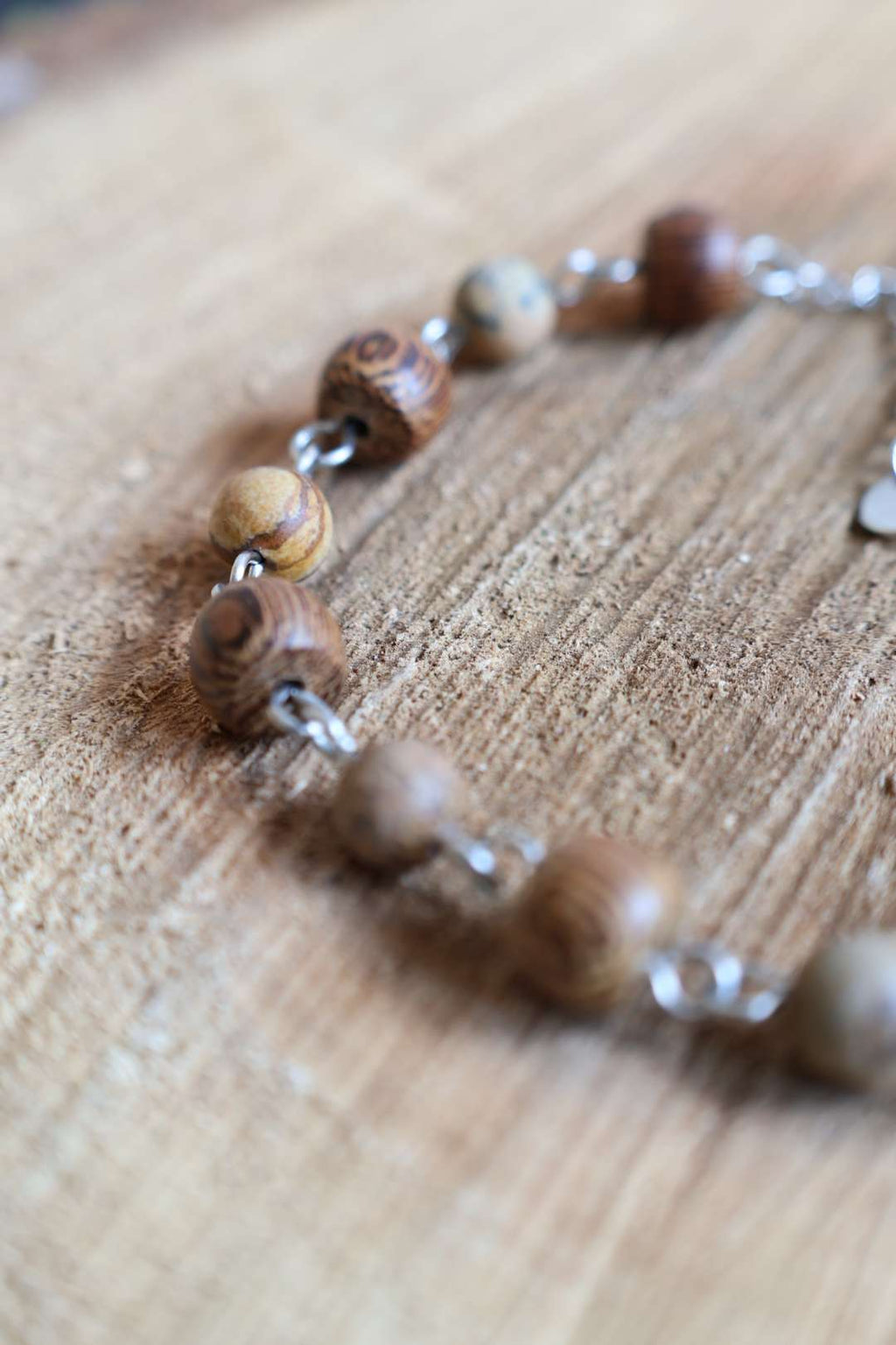 Bracelet chaîne avec bois de wengé et pierres naturelles - IKAIKA