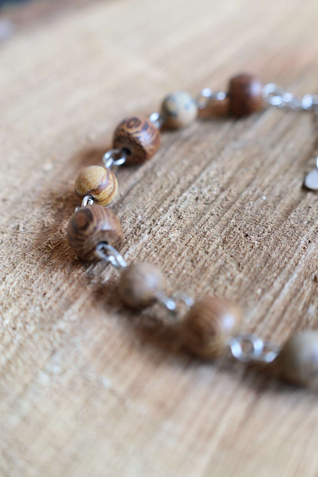 Bracelet chaîne avec bois de wengé et pierres naturelles - IKAIKA