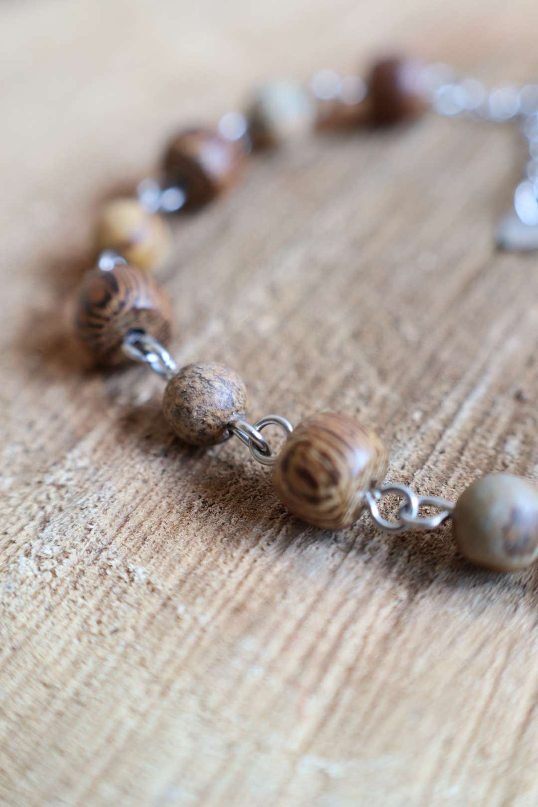 Bracelet chaîne avec bois de wengé et pierres naturelles - IKAIKA