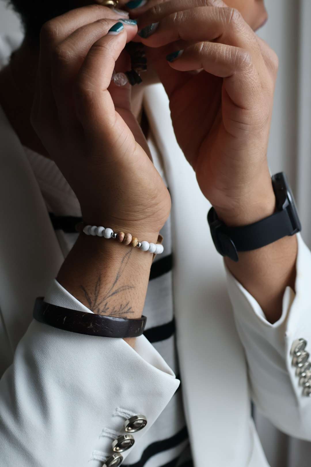 Bracelets pierres naturelles jaspe paysage (bois blanc)