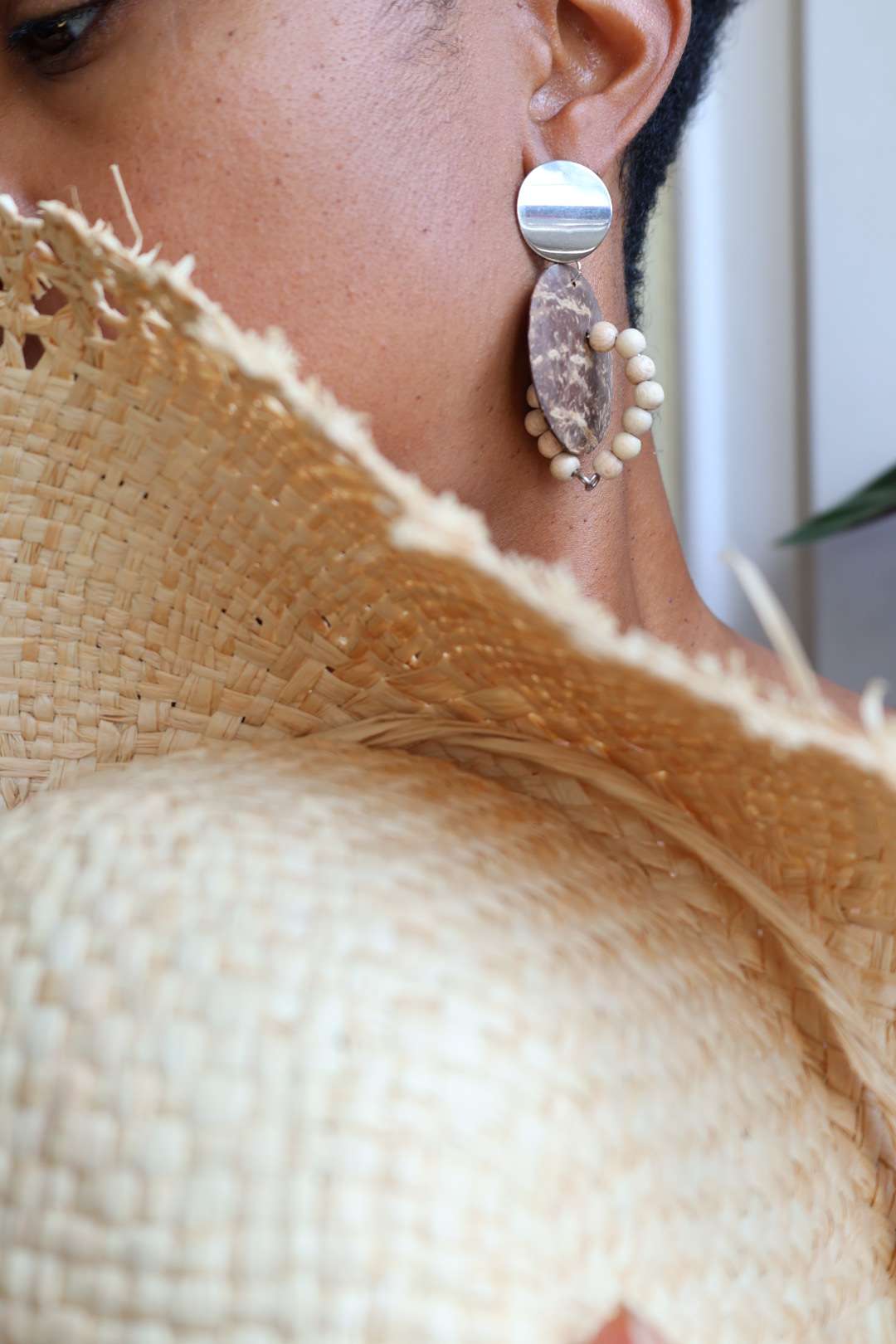Boucles d'oreilles noix de coco et bois - COCOHÊTRE