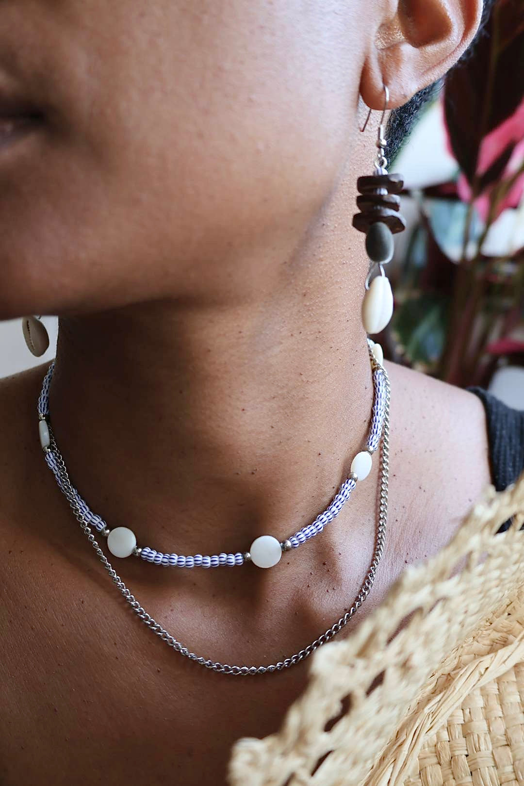 Collier 2 en 1 nacre et perles en verre - PRECIOSA